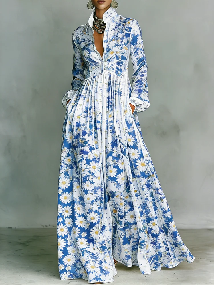 Women's Printed Elegant Romantic Vacation Medium Sleeve Maxi Dress