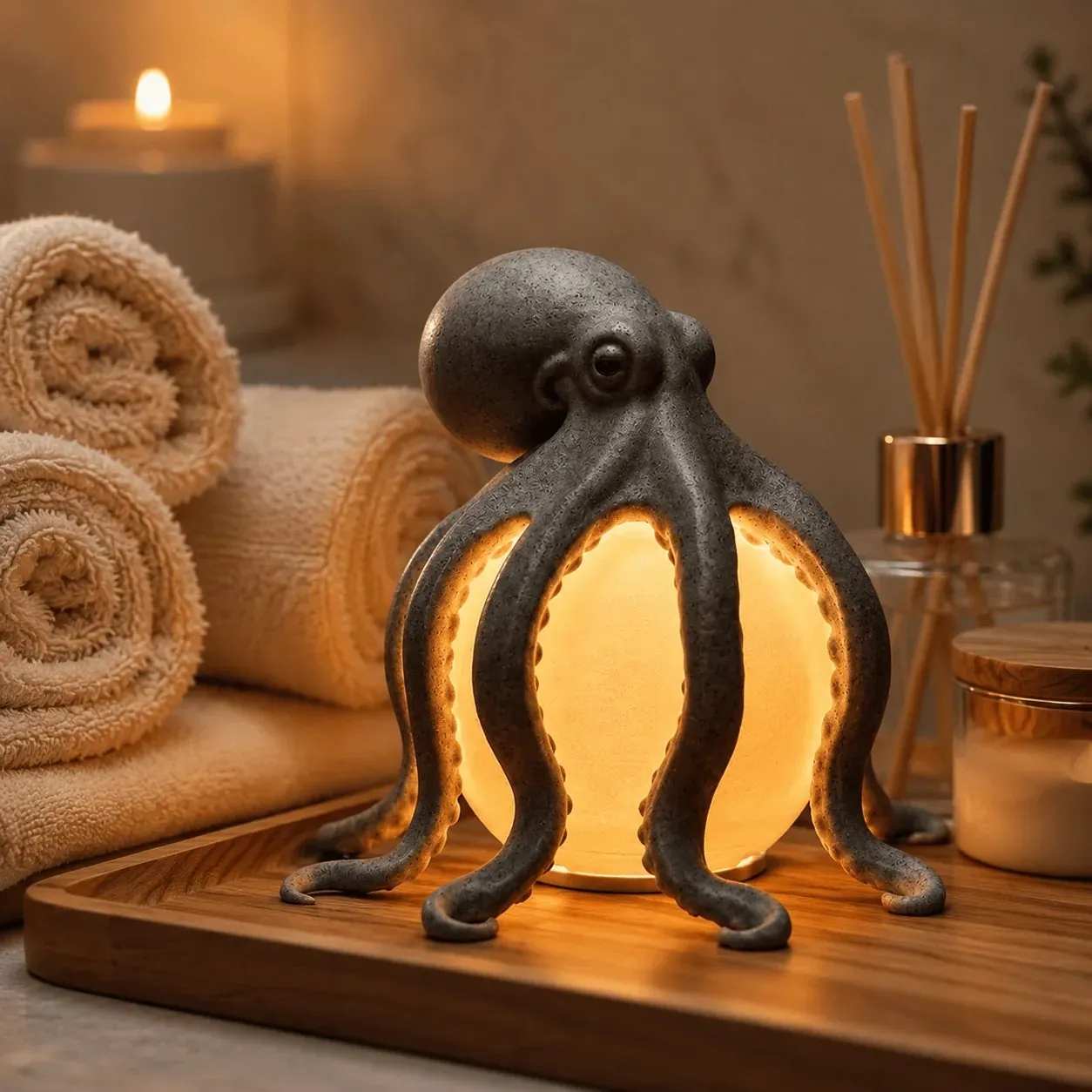 Octopus lamp used as coastal home decor