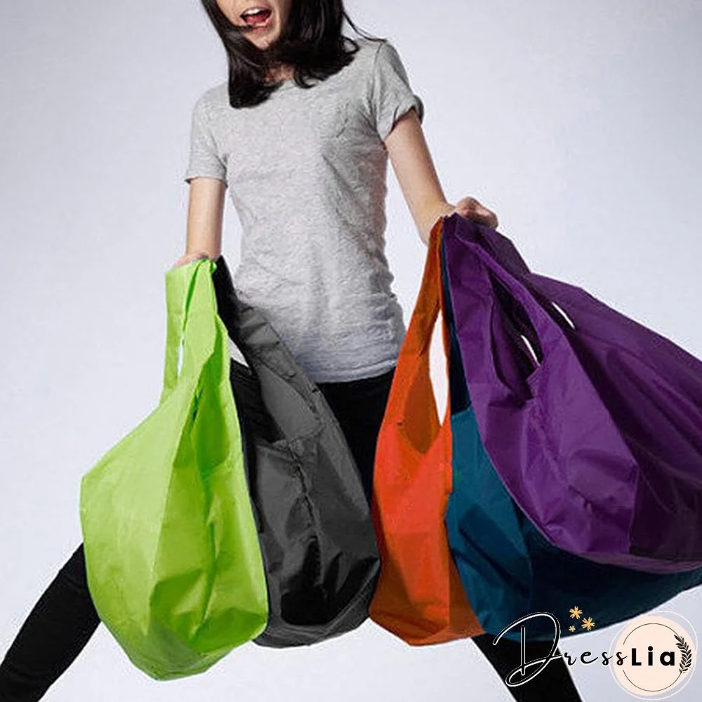 1pc Portable Folding Shopping Bag Large Nylon Bags Thick Bag Foldable Waterproof Ripstop Shoulder Bag Handbag Eco Reusable Shopping Bags Grocery Square Pocket Bag Eco-friendly Handbag