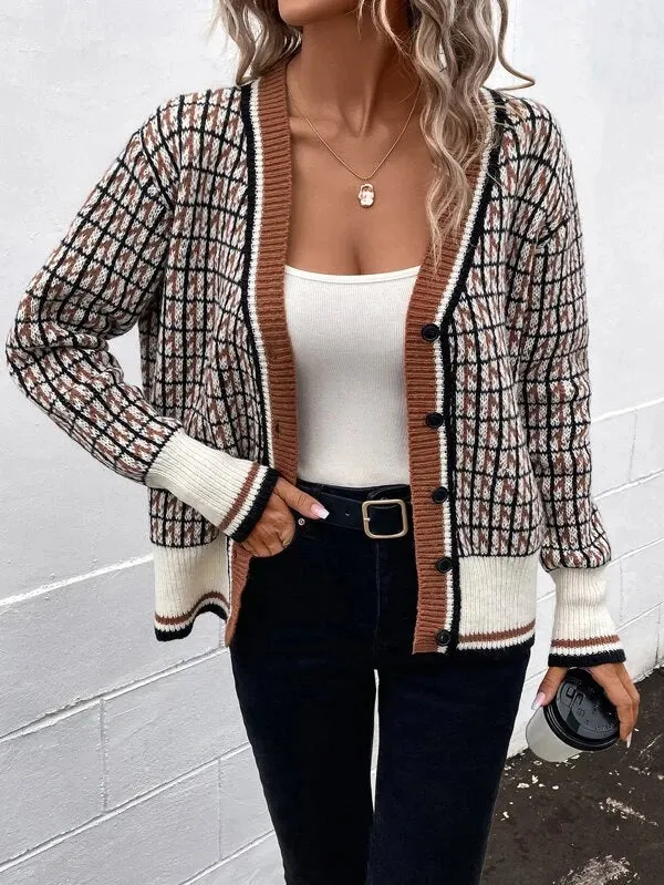 Retro Print Long Sleeve Sweater