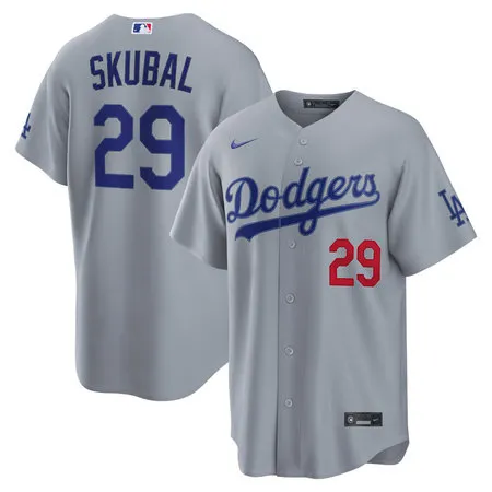 Men's Los Angeles Dodgers #29 Tarik Skubal Nike Gray Road Stadium Jersey