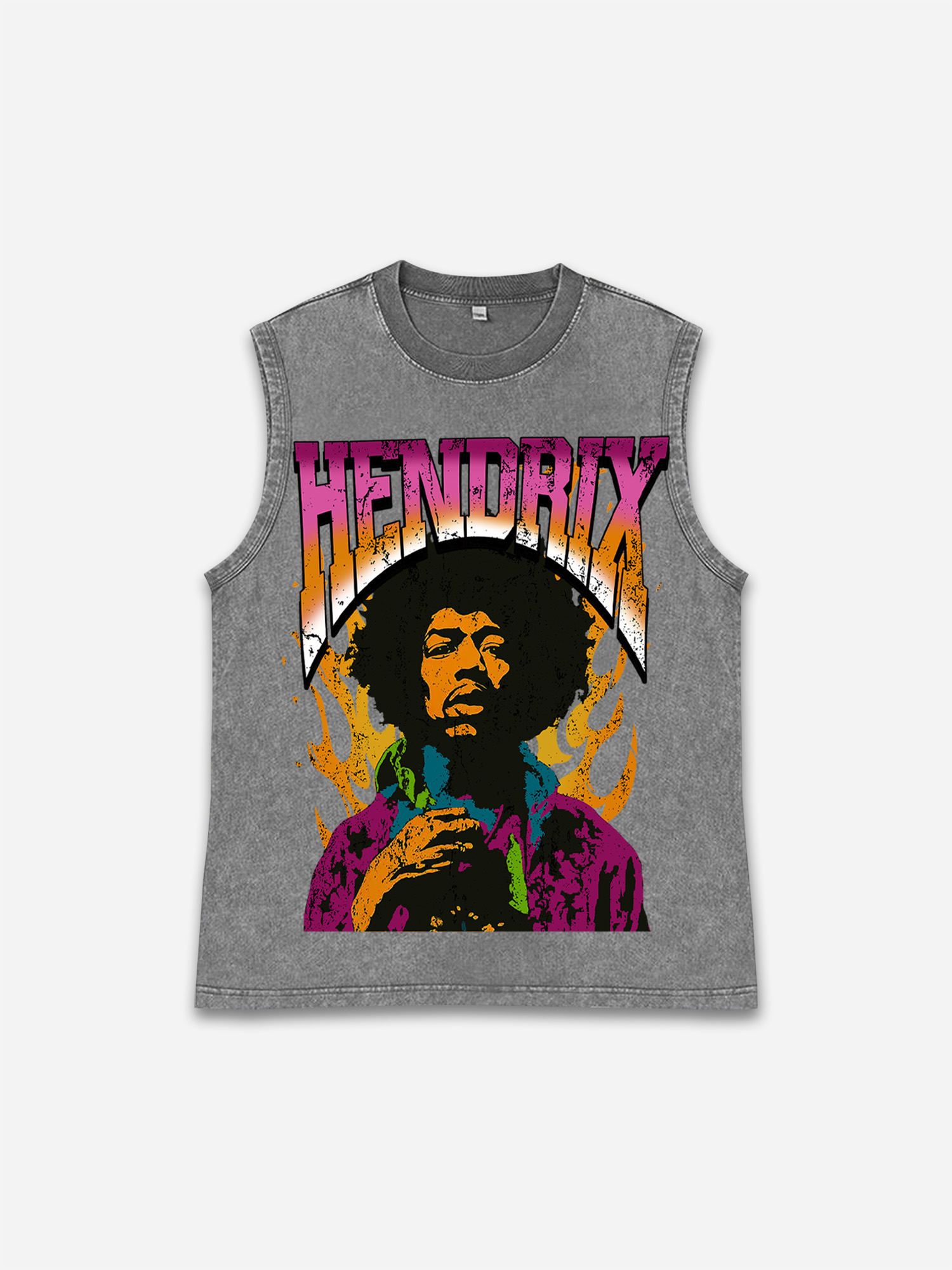 Jimi Hendrix Print Character Washed Tank Top