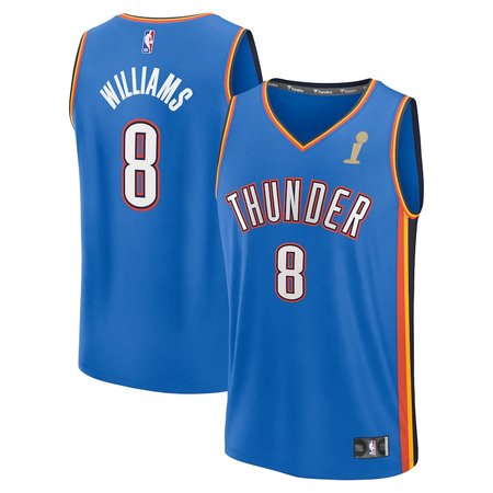 Men's Oklahoma City Thunder #8 Jalen Williams  Blue 2025 NBA Finals Champions Fast Break Replica Player Icon Edition Jersey