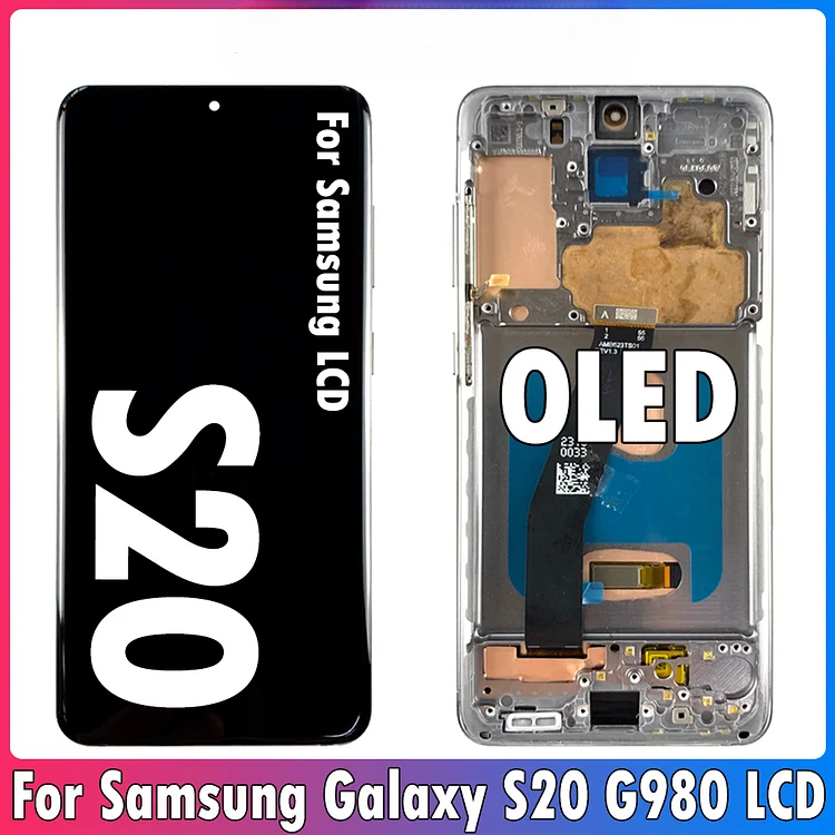 6.2" Super OLED LCD  Samsung Galaxy S20 LCD G980 G981 G981U Display Touch Screen Digitizer Assembly With Frame ReplacementSM-LCD