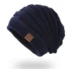 Leather Label Knitted Hat Warm Hat For Men And Women by Inlyline