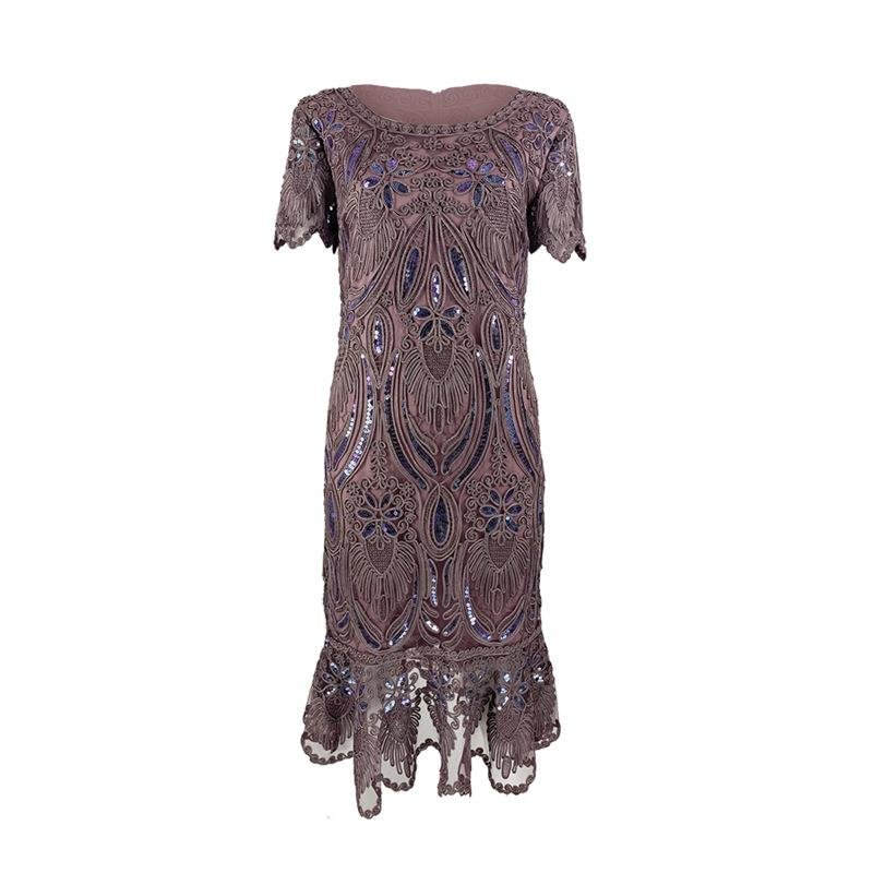 Sequined embroidered party dress-zachics