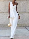 Simple Irregular Clipping One-Shoulder Jumpsuits