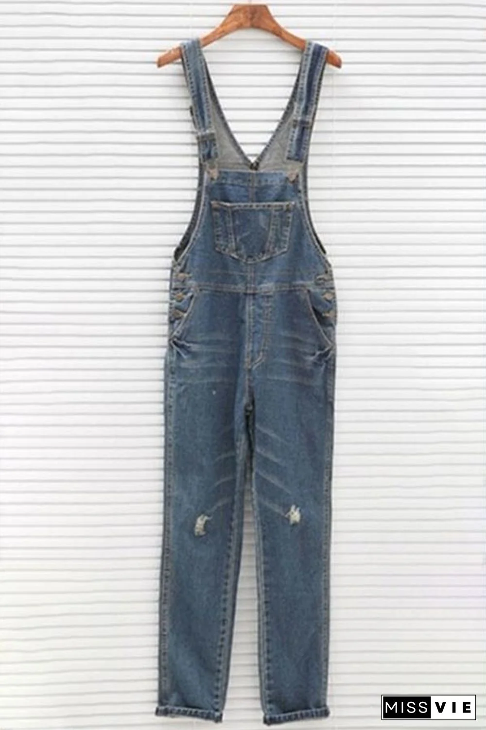 Casual Ripped Denim Overalls P10588