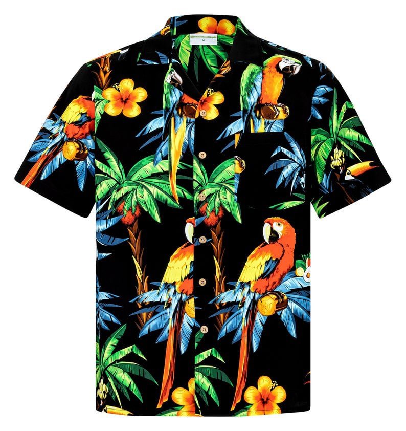 Tropical Parrot Beach Hawaiian Shirts For Men