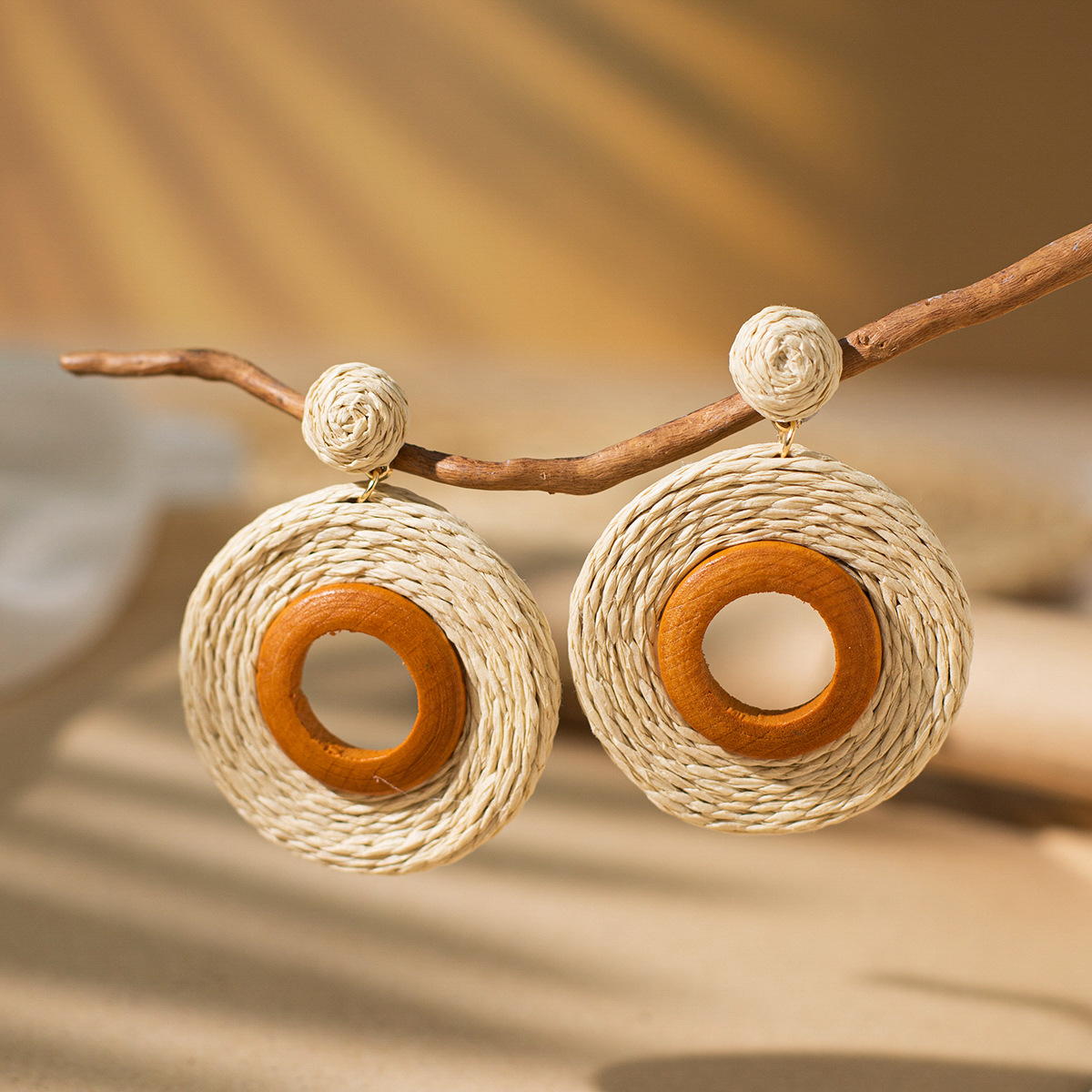 Women's Holiday Bohemian Style Raffia Hand-woven Earrings