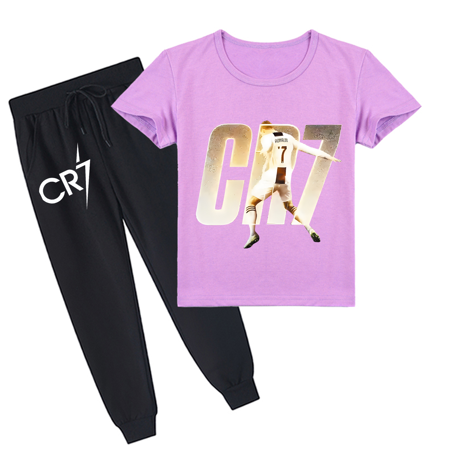 Mayoulove Cristiano Ronaldo Kids T-Shirt Set - Short Sleeve Soccer Apparel for Boys  Girls - Football Fan Gear-Mayoulove