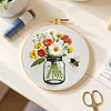 Glass Bottle Flowers-DIY Embroidery Kit with Pattern Cotton Threads Needles Hoop 28x28cm tapestrymarket