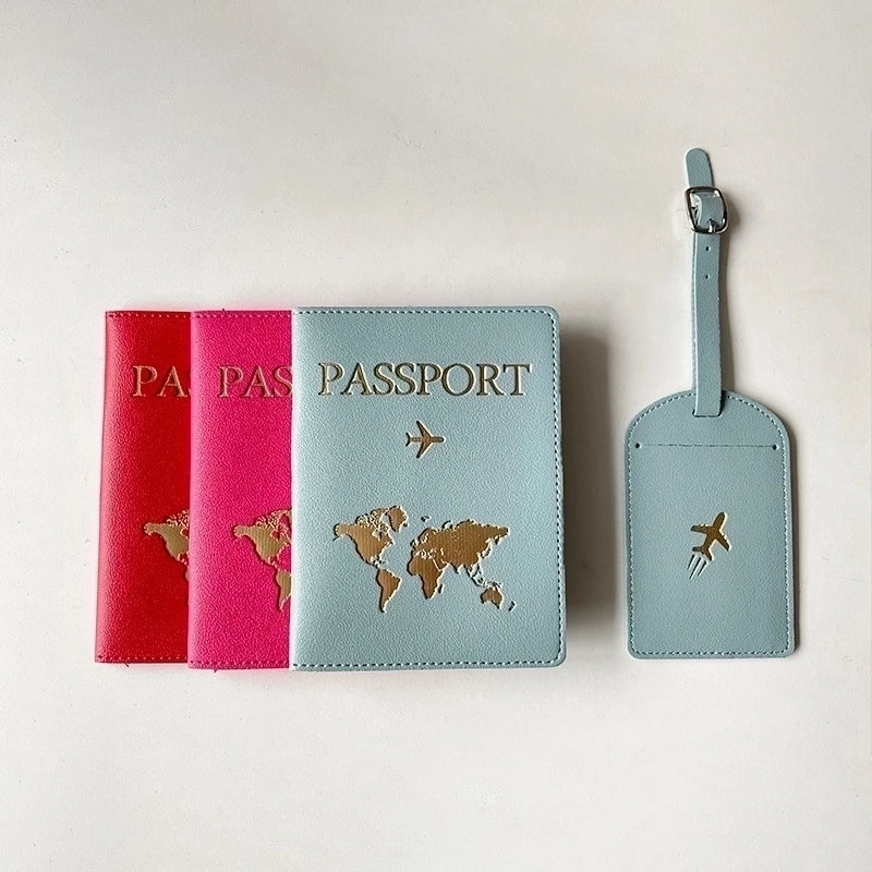 Minimalist Map Letter Pu Leather Passport Holders