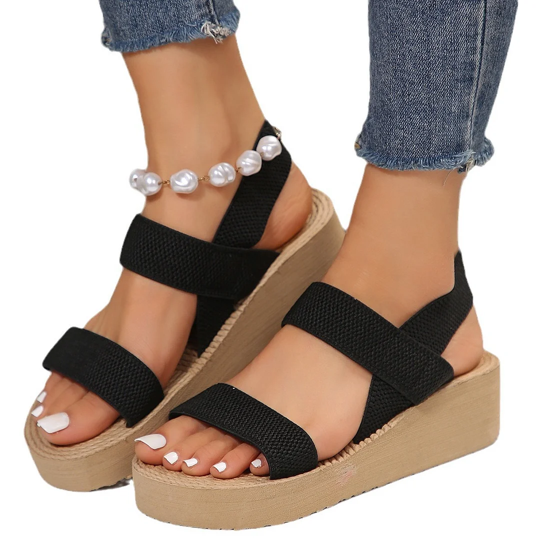 Breakj Breakj Spring And Summer New Pine Cake And Thick-Soled Women's Dewear Sandals Elastic Tight Slopes And Women's Shoes