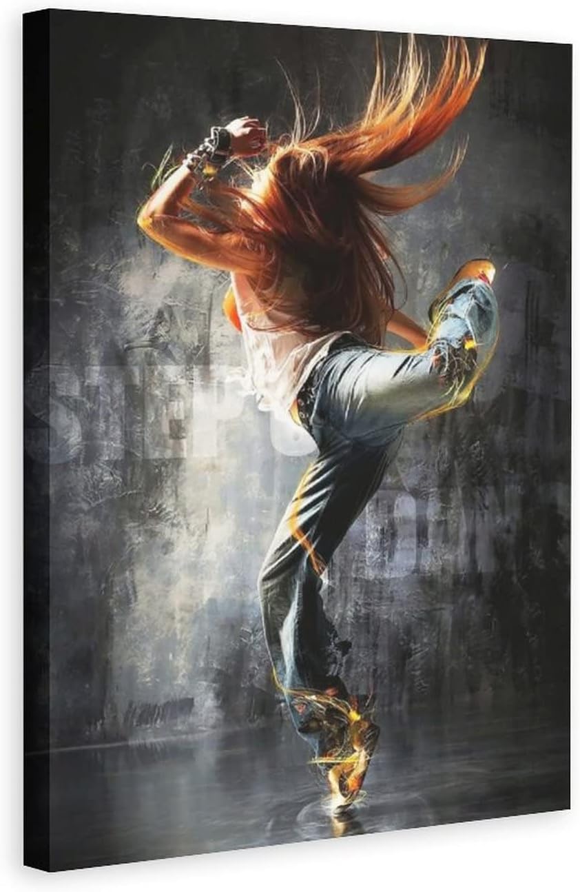 Hip Hop Rock Jazz Dance Girls Canvas Poster Bedroom Decor Sports Landscape Office Room Decor Gift,Canvas Poster Wall Art Decor Print Picture Paintings for Living Room Bedroom Decoration 24x36inchs(60x 24x36inchs(60x90cm)