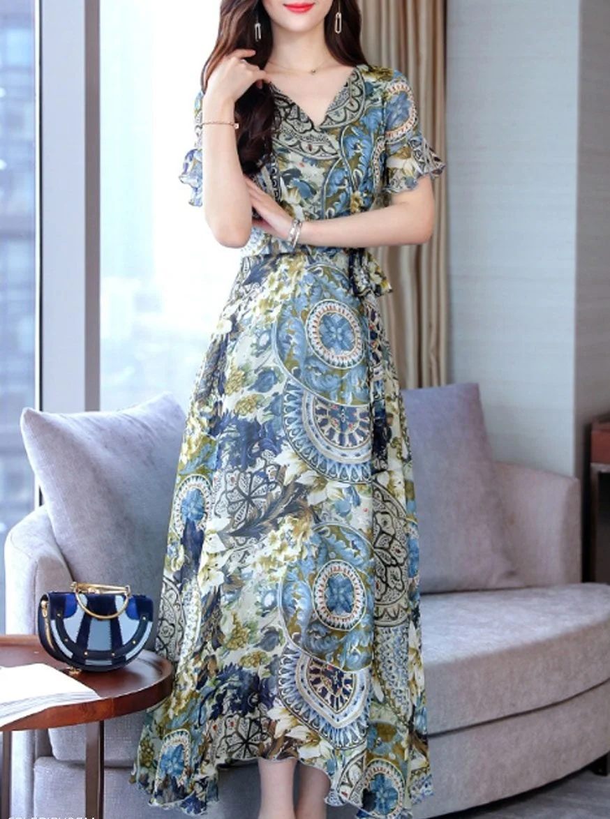 New fashion ethnic style printed dress
