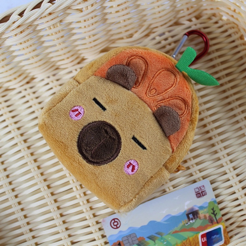 Kapibala Fruit Hat Coin Purse Cartoon Fruit Version Capybara Coin Purse Plush Small Backpack Bag Pendant