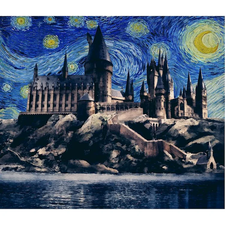 Van Gogh Moonlight  Harry Potter 11CT Stamped Cross Stitch 60*45CM
