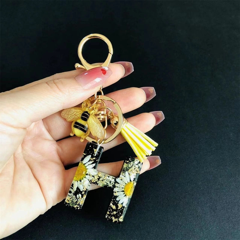 Minimalist Classic Style Letter Bee Resin Unisex Bag Pendant Keychain