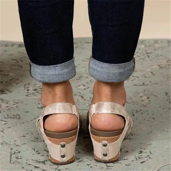 Women Comfy Slip-on Wedge Sandal