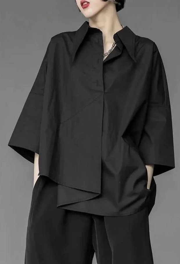 Brownm Korean Asymmetric Shirt