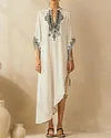 Elegant Asymmetrical V Neck Kaftan