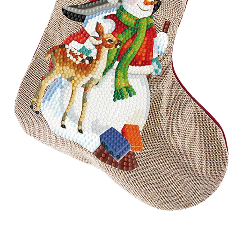 DIY Snowman Christmas Socks Decor DIY Diamond Art Kits for Family Party Decoration(20*35cm)