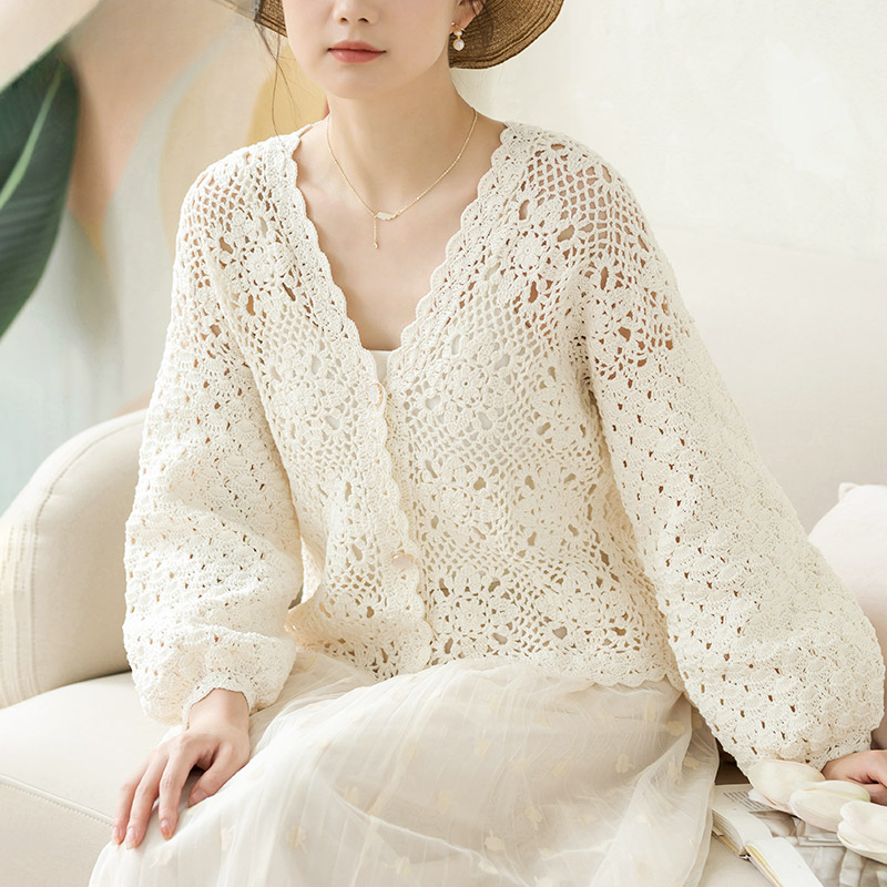 Susan's Lace Cardigan - Handcrafted Crochet DIY Kit & Yarn 