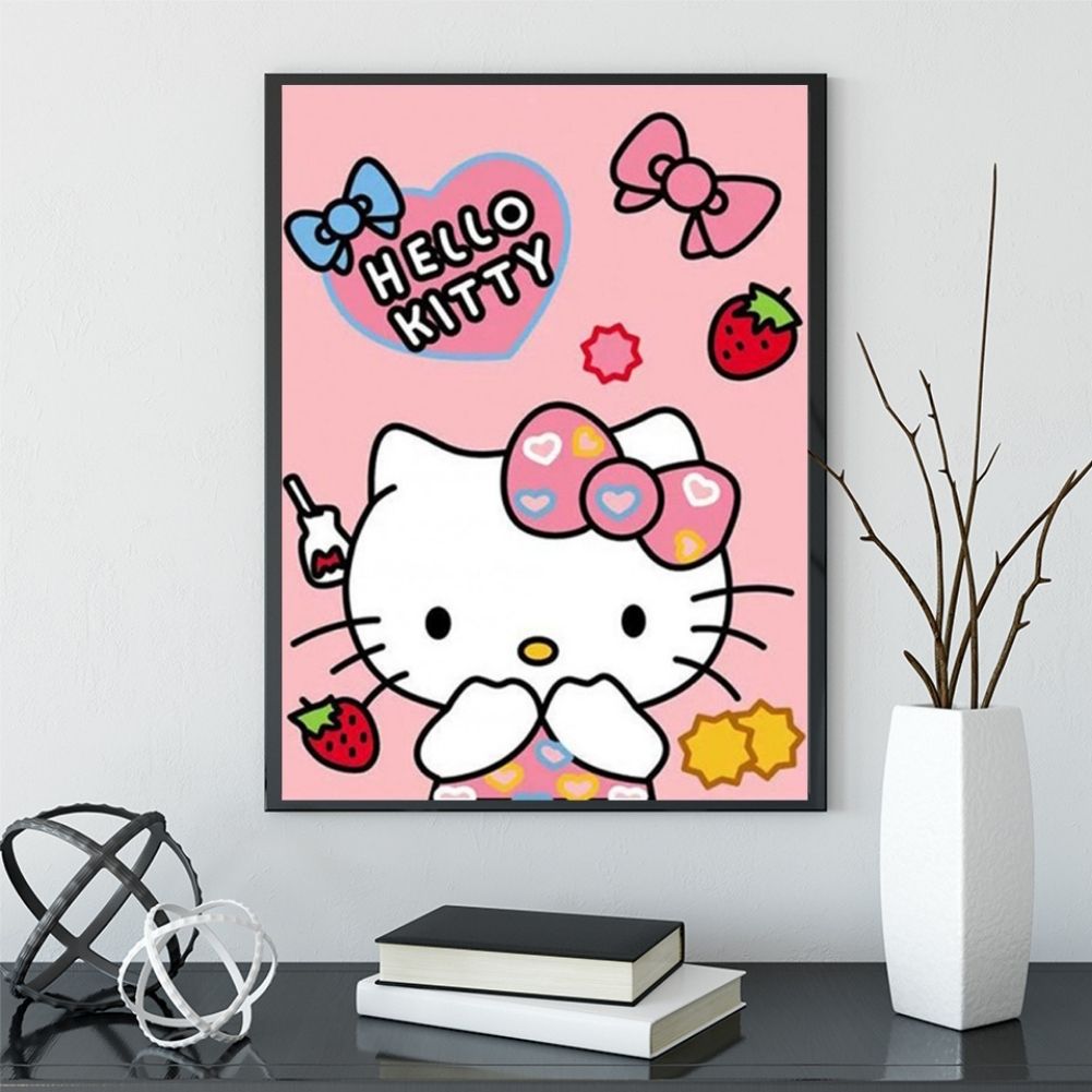 Diamond Painting Kits for Adults Hello Kitty Diamond Art Gem Art Painting  Full Drill Round Art Gem Painting Kit for Home Wall Decor Gifts 16x20 