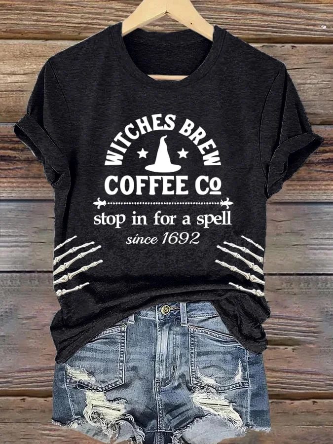 Women's Witches Print Casual Print T-Shirt