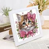 (US Only)18x18cm Cat DIY Special Shape Crystal Partial Diamond Painting w Frame