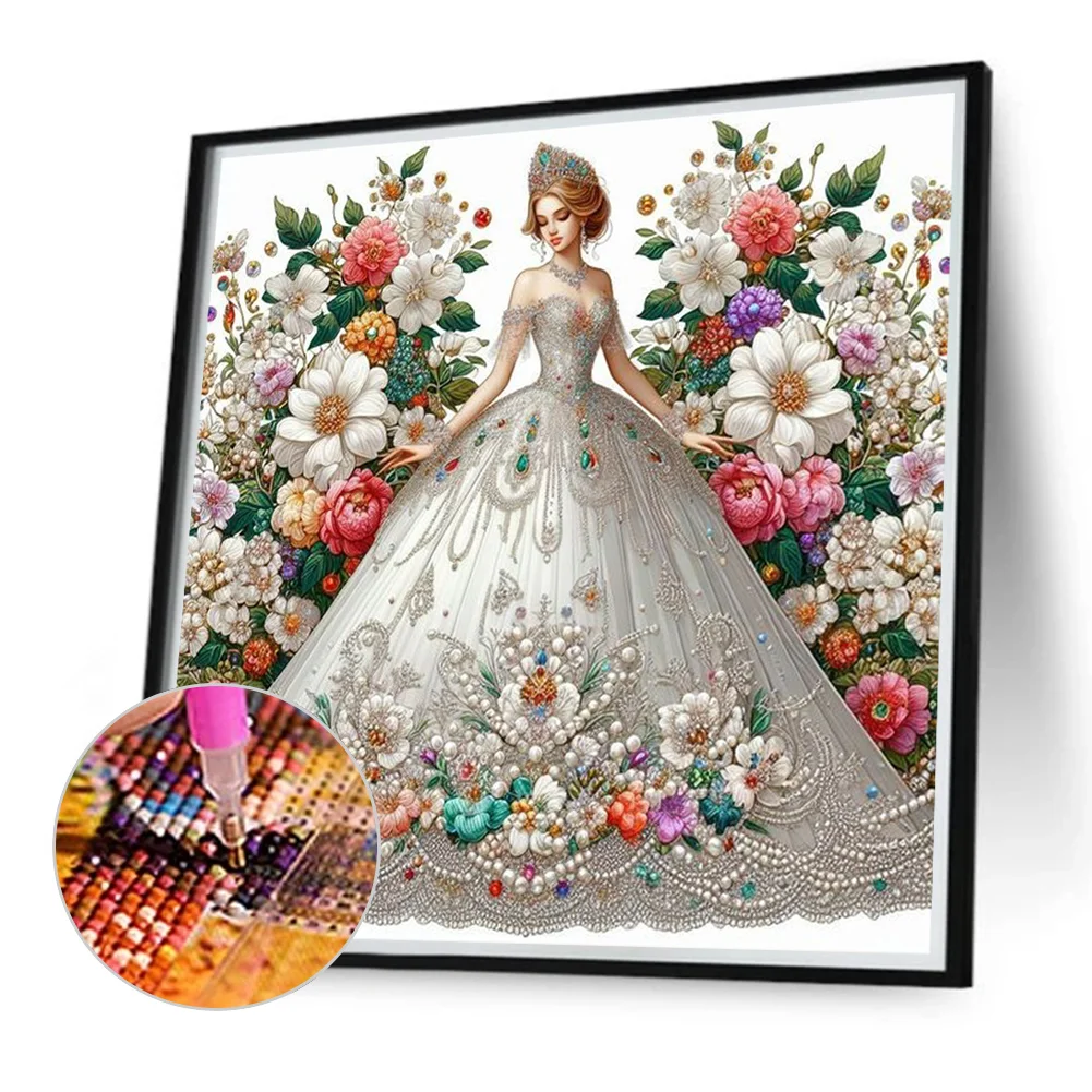 Diamond Painting - Full Round Drill - Flower Dress Beauty(Canvas|40*40cm)