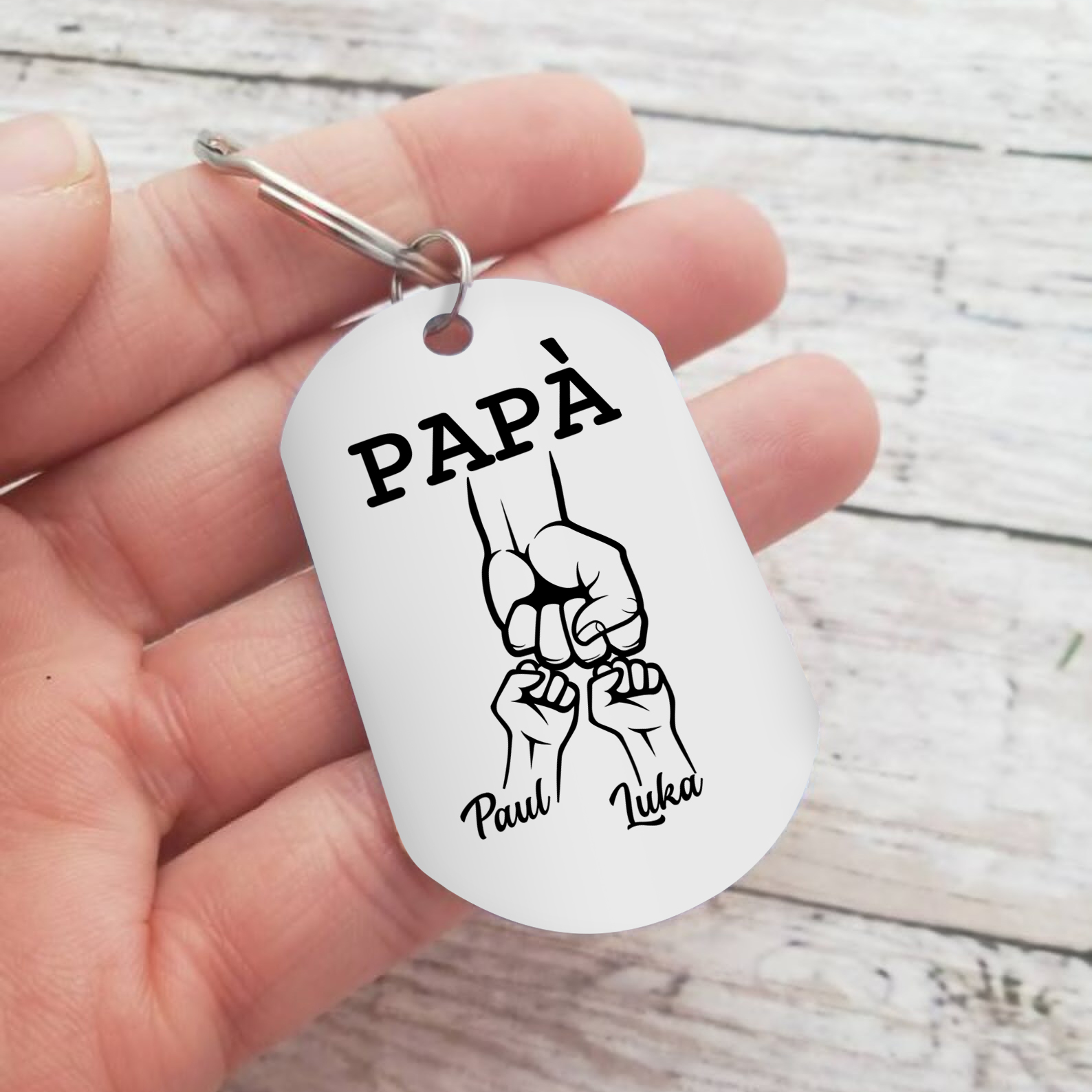 Caro Papà Abbiamo Cercato Di Trovare Il Regalo Perfetto-Portachiavi pugno a pugno 2 nomi regalo per papà
