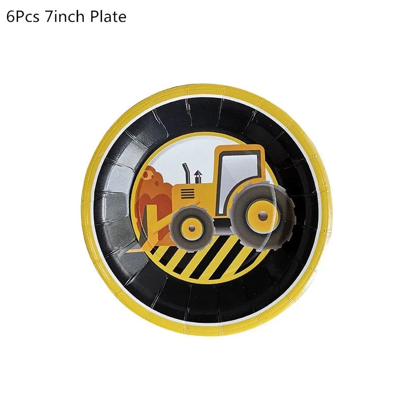 Construction Tractor Theme Excavator Inflatable Balloons Truck Vehicle Banners Baby Shower Kids Boys Birthday Party Supplies