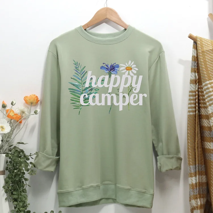 Happy Camper Camping Women Casual Sweatshirt