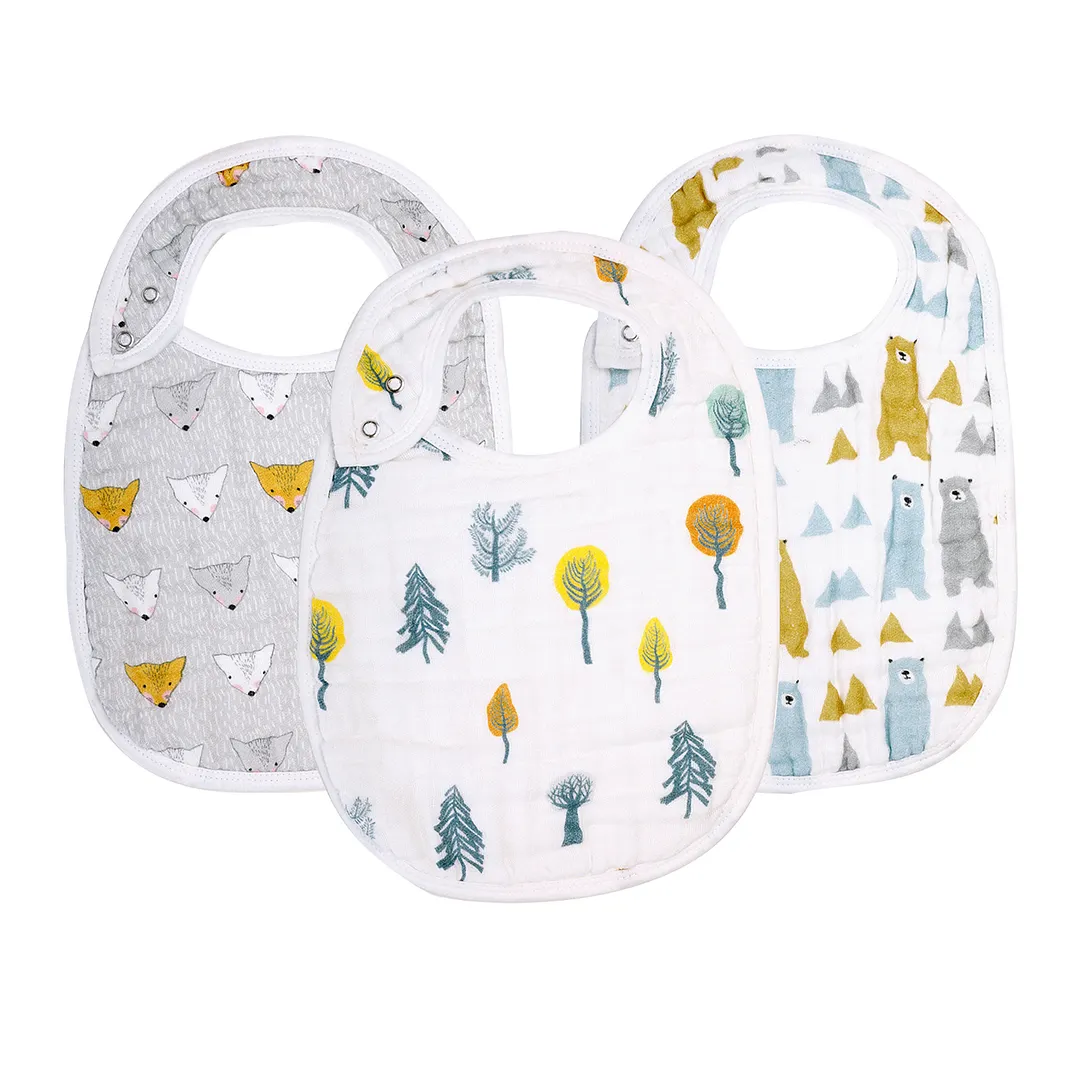 Egmao Baby Premium Organic Cotton Drool Bibs 3-Pack