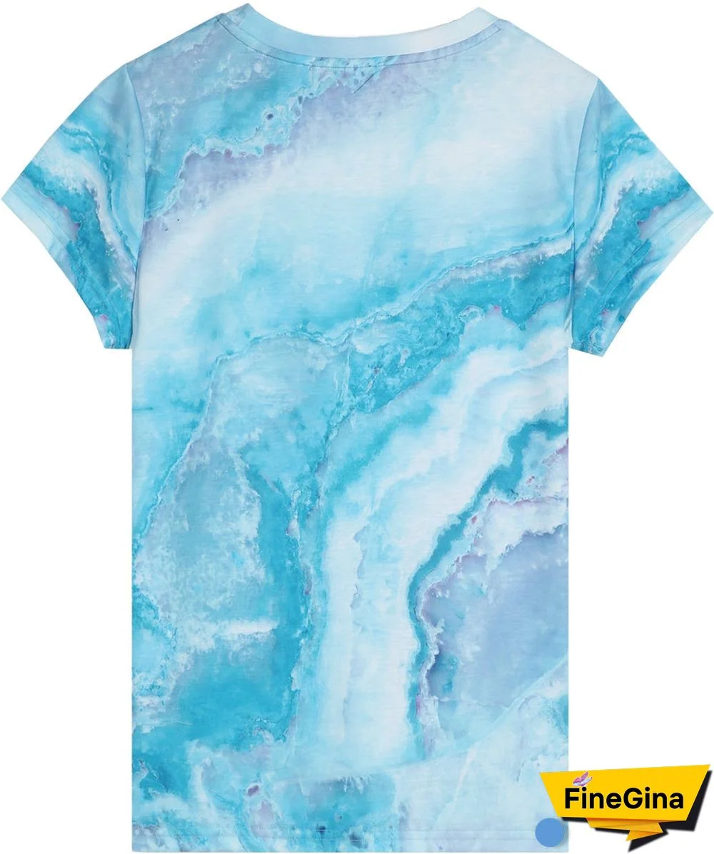 Ocean Dream Blue Marble Print Top