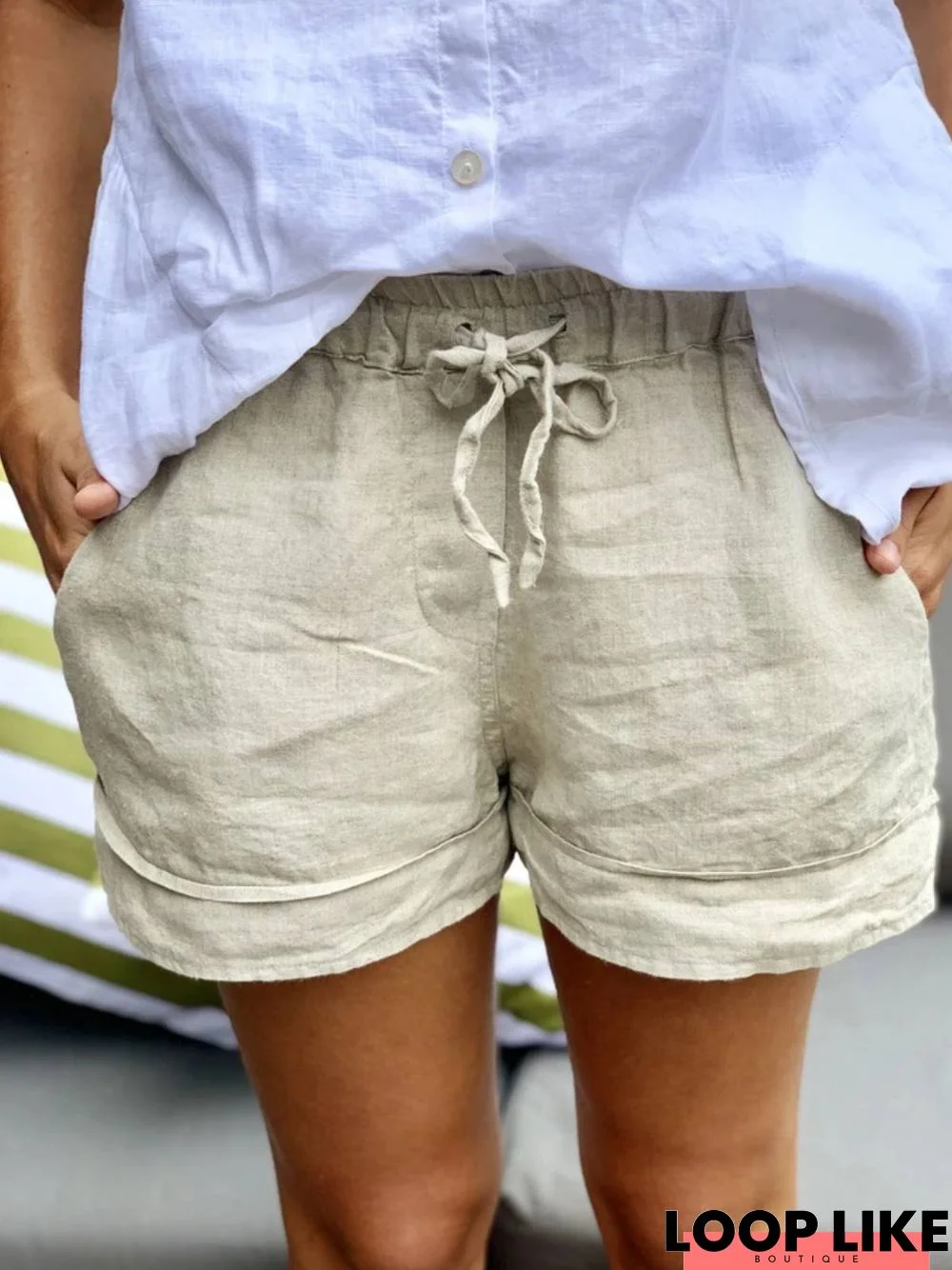 Apricot Casual Plain Shorts