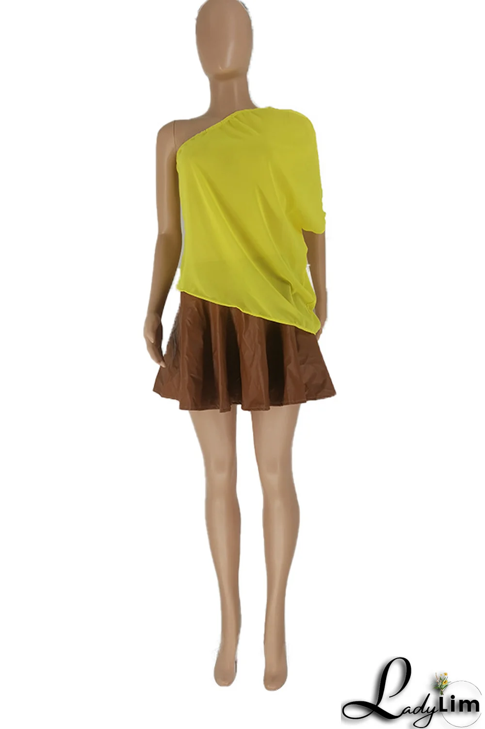 White Fashion Solid Split Joint One Shoulder T-Shirts