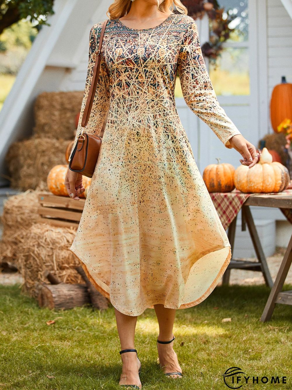 Casual Crew Neck Jersey Dress | IFYHOME