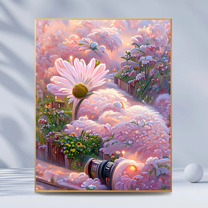Diamond Painting - Full Round Drill - Pink Flower(30*40 - 40*50cm)