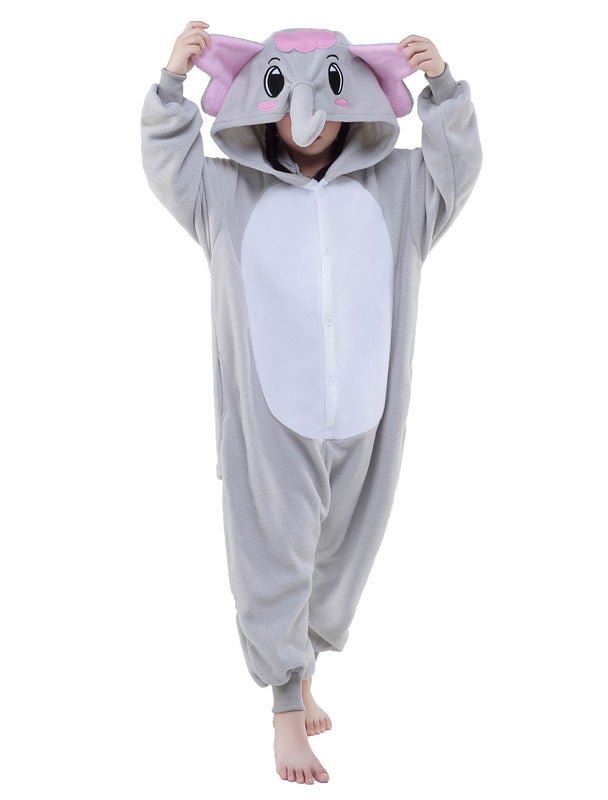 Kigurumi Pajamas Elephant Onesie Kids Flannel Jumpsuit Animal Onesie Sleepwear Halloween Costume  Novameme