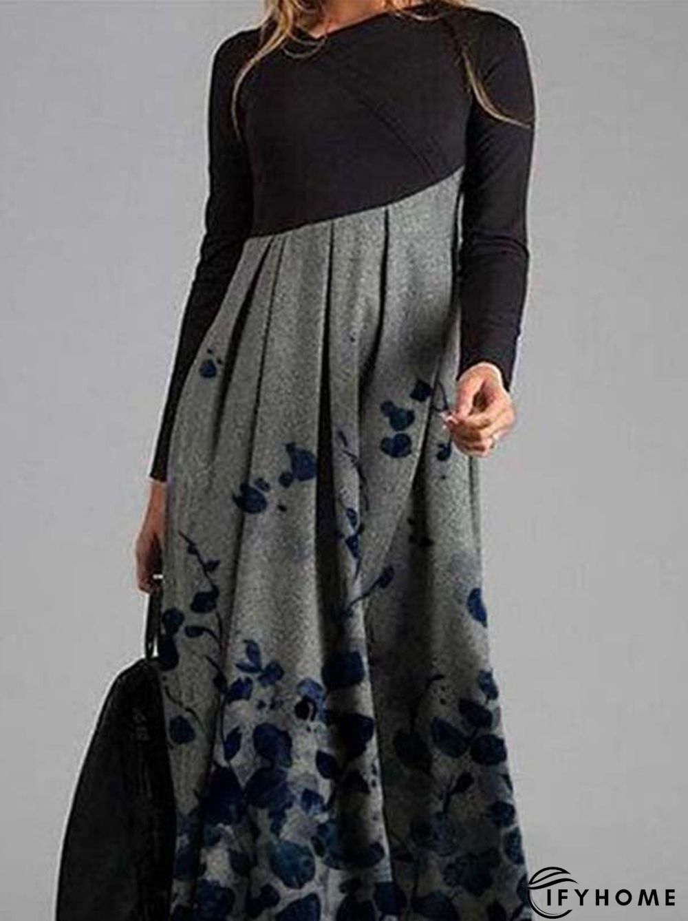 Printed Patchwork Casual Long Knitting Dress | IFYHOME