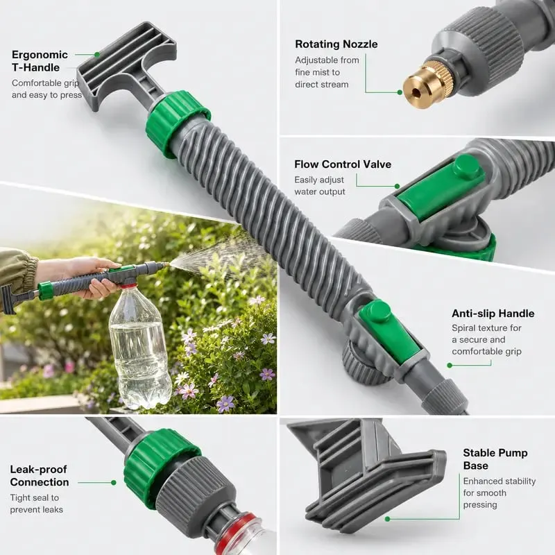 One-touch flow control on manual bottle sprayer