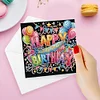(US Local)6Pcs Birthday Cake DIY Diamond Painting Card Diamond Drawing Card for Friends