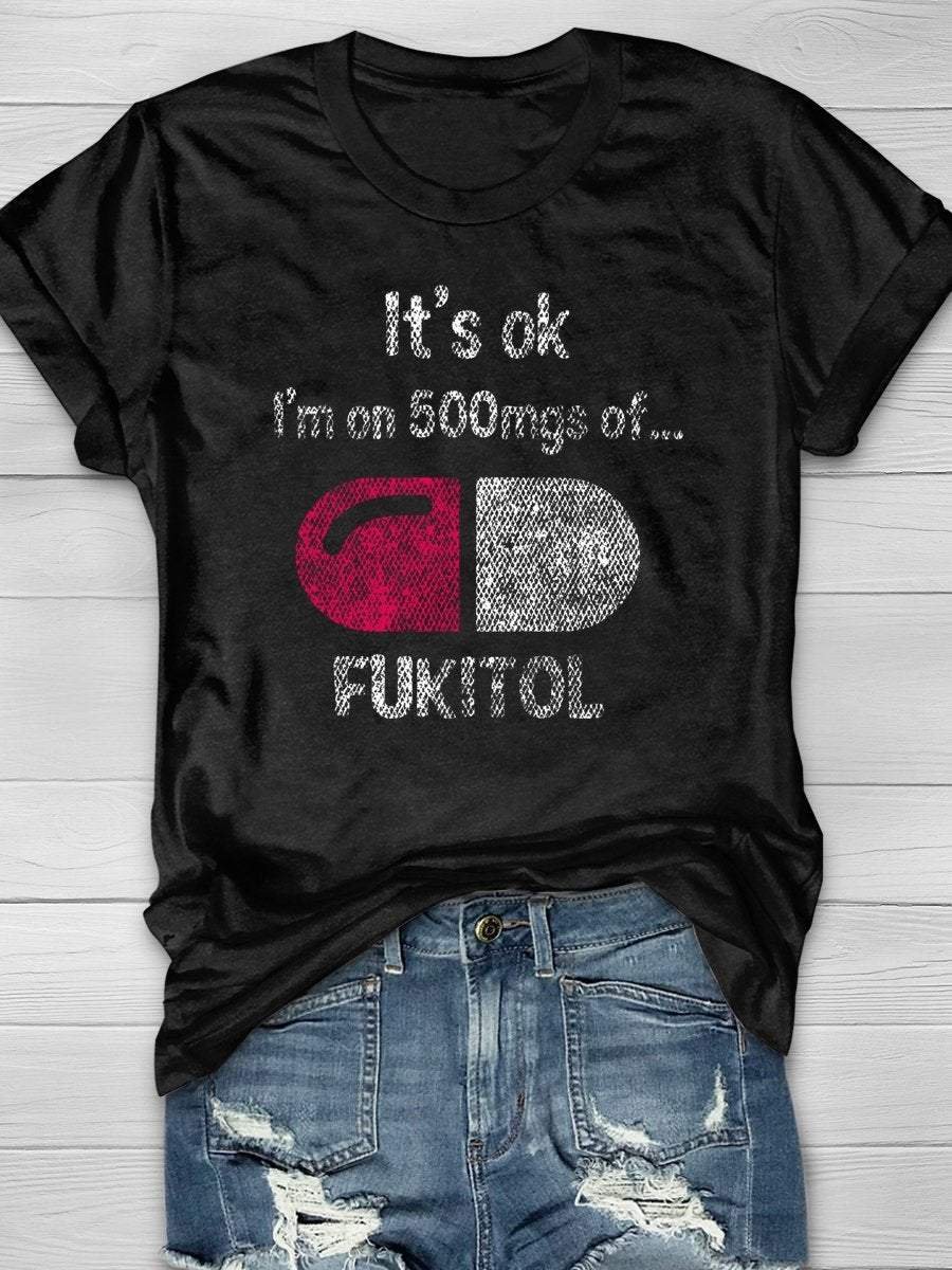 Nurse Life Fukitol Print Short Sleeve T-shirt