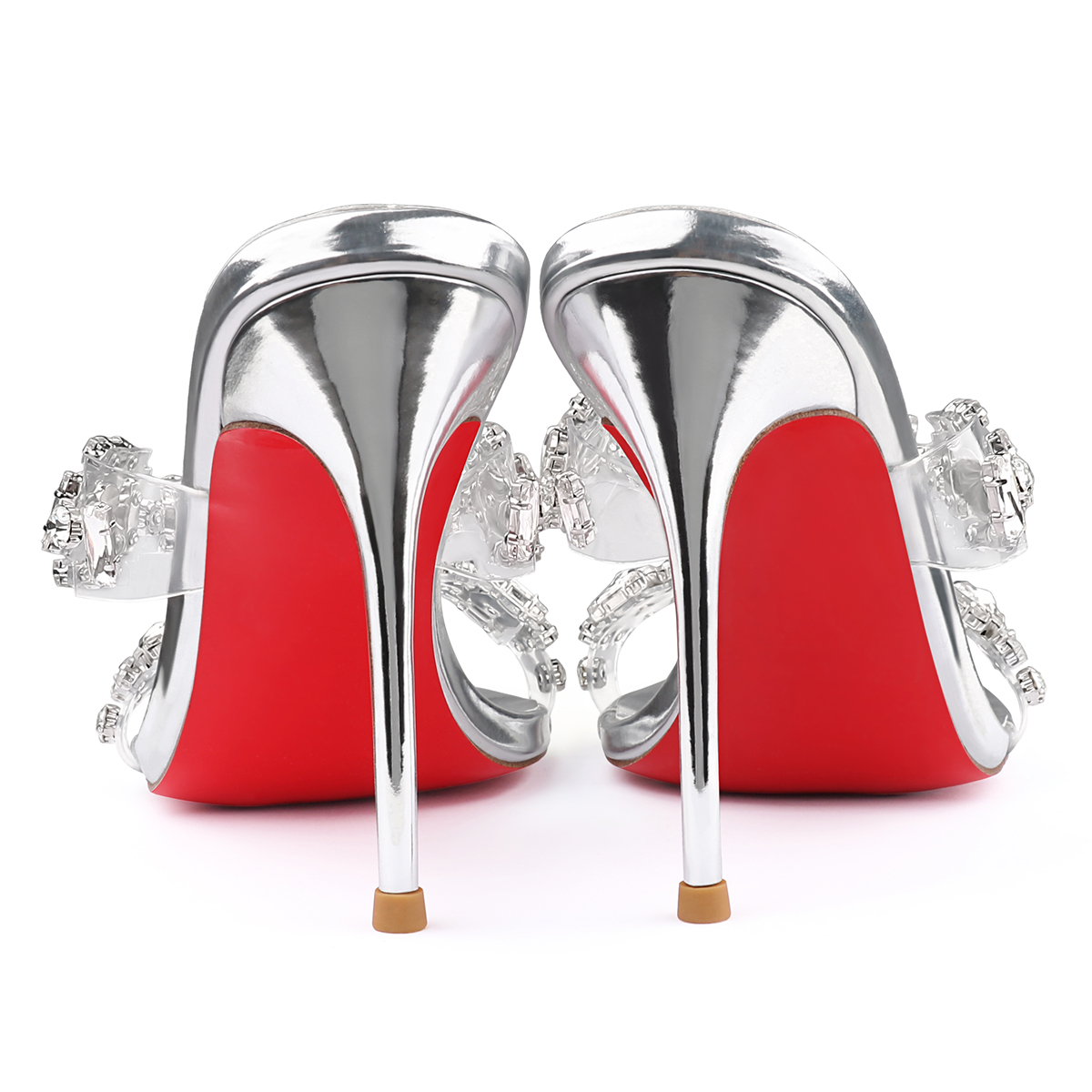 100mm/80mm/60mm Rhinestone Red Bottom Stilettos High Heel Sandals Party Shoes-MERUMOTE