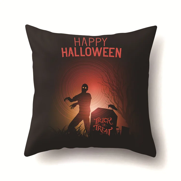 Linen Pillow Case - Creative Pumpkin Bat Halloween