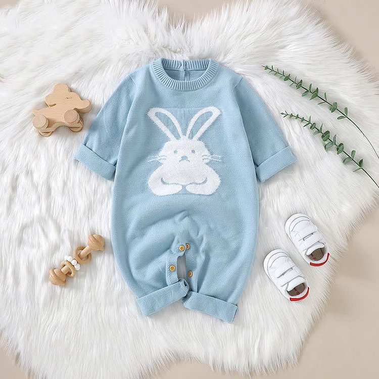 Baby Bunny Knitted Crew Neck Romper
