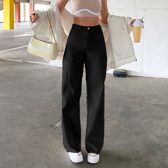 LANFUBEISI  Jeans For Women High Waist Wide Leg Trousers Femme Casual Comfort Denim Y2K Mom Jean Pants Straight Korean Lanfubeisi